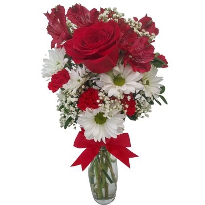 V1 1 rose with mix flowers & baby breath