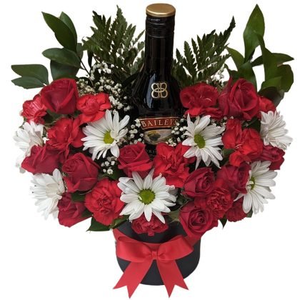 Mini roses & mix flowers with 200ml Baileys