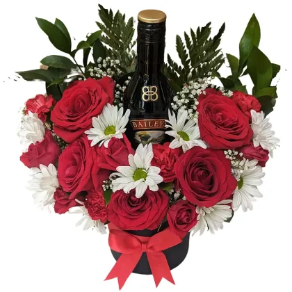 5 Roses & mix flowers with Baileys 200ml