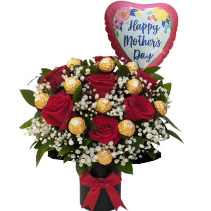 C7 - 7 Roses & 11 Ferrero Rocher with baby breath