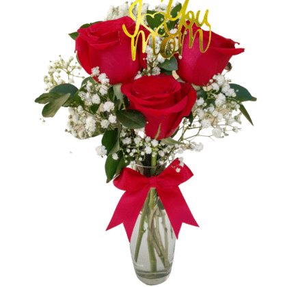V4 - 3 roses & baby breath
