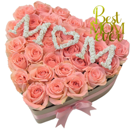 H42 - Mini roes with baby breath "MOM" letters