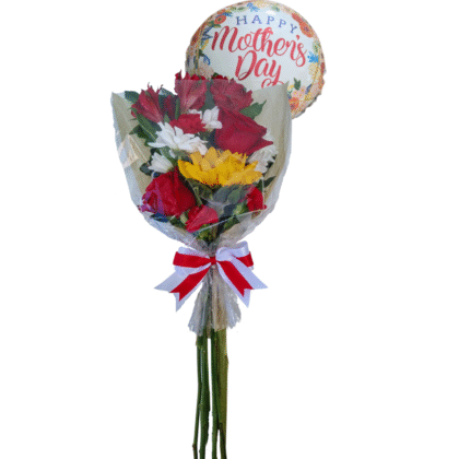 B17 - 2 roses a sunflower & mix flowers